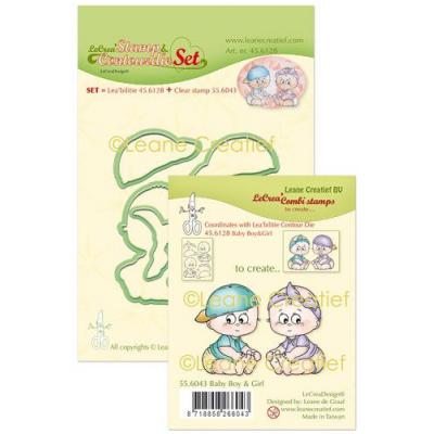 Leane Creatief Clear Stamps und Outline-Stanzschablonen - Baby Boy and Girl